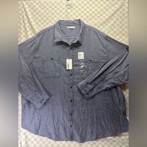 MEN'S SONOMA SIZE 4XB LONG SLEEVE FLANNEL BUTTON FRONT SHIRT WITH CHEST POCKETS